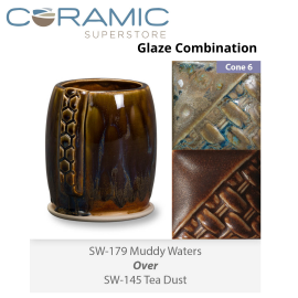 Muddy Waters SW179 over Tea Dust SW145 Stoneware Glaze Combination Muddy Waters SW179 over Tea Dust SW145 Stoneware Glaze Combination